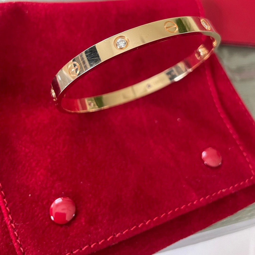 PG Cartier Love bracelet 4 Diamonds Size 19 - Picture 5 of 11